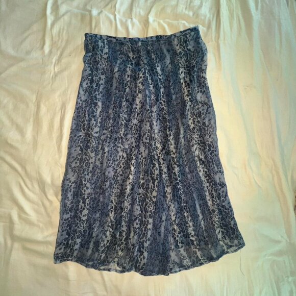 Vintage Blue and white floral print midi skirt - Picture 2 of 4